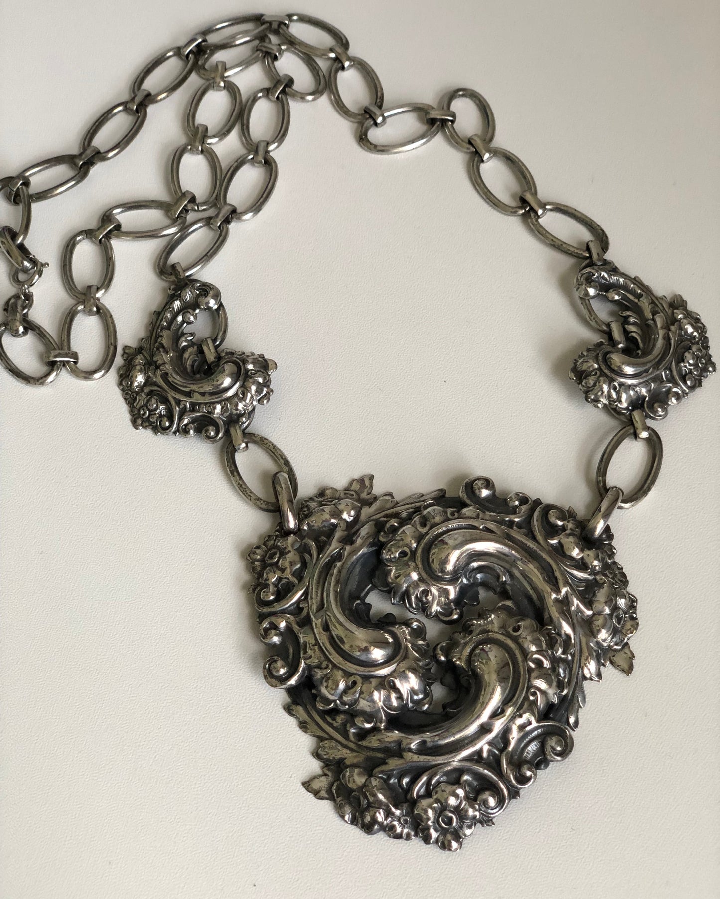 Vintage Napier necklace large pendant book piece renaissance