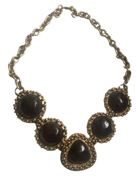 Vintage Les Bernard necklace resin  brown cabochon