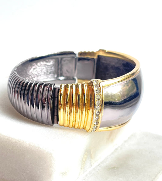 Vintage Chr. Dior bracelet two tones rhinestones