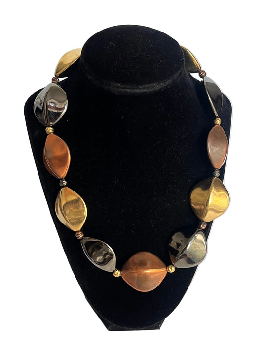 Vintage YSL necklace large beads multi tone