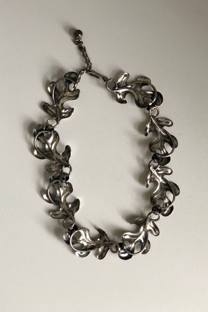 Vintage Napier necklace silver plate oak  leaf links