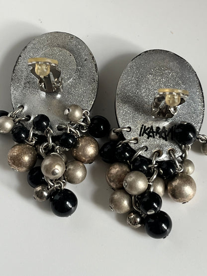 Vintage earrings Ikarami designer mix material