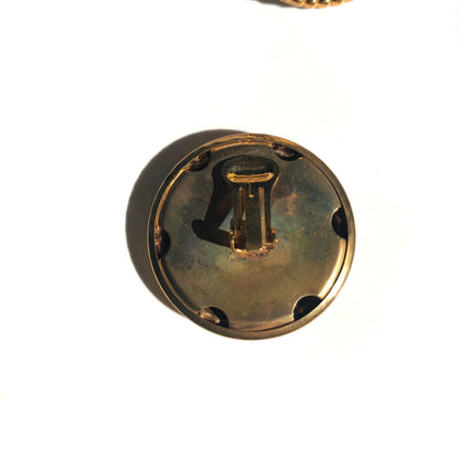 Vintage large earrings clip on monogram