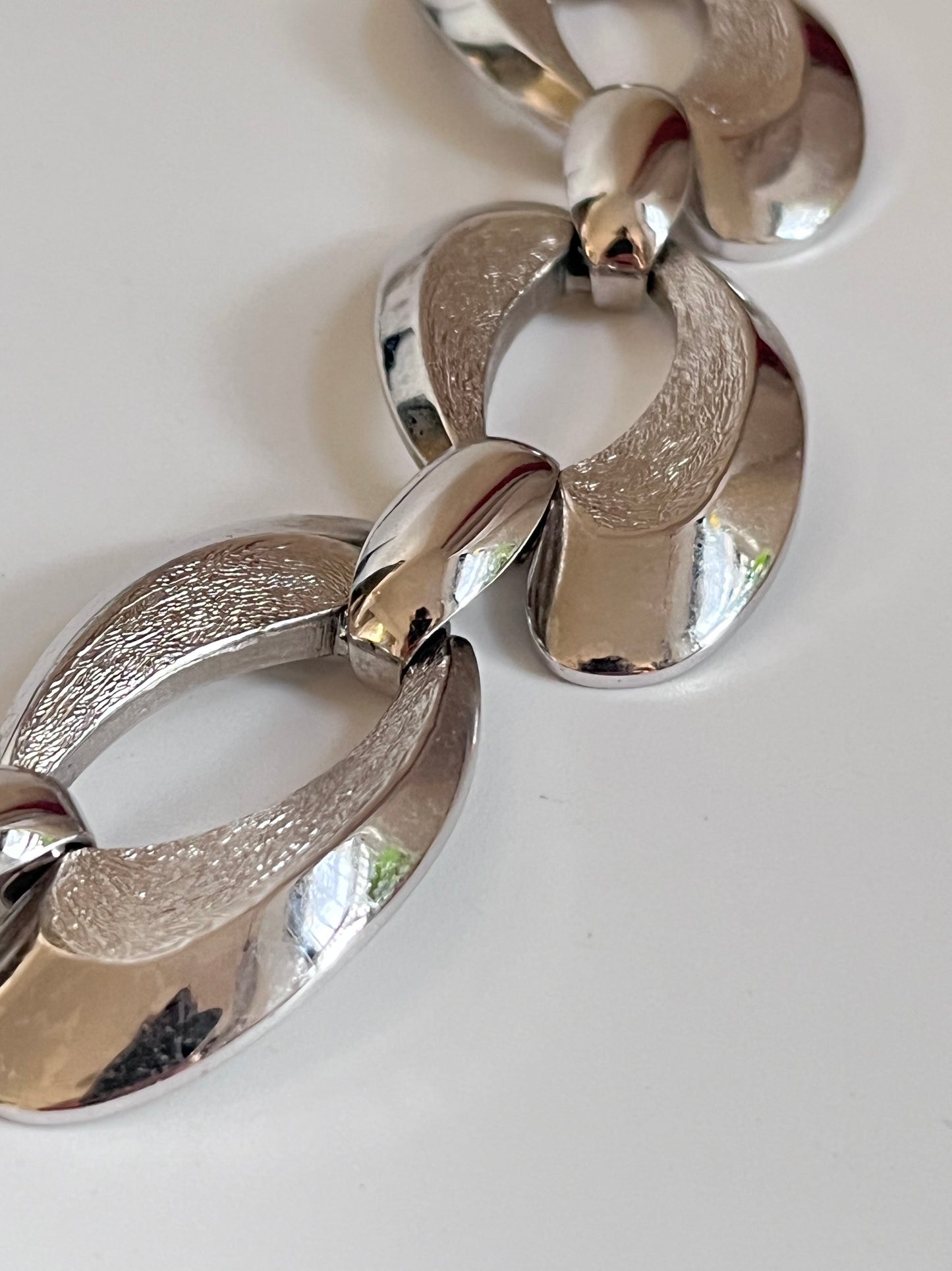 Vintage Monet wide links silver tone 1950s