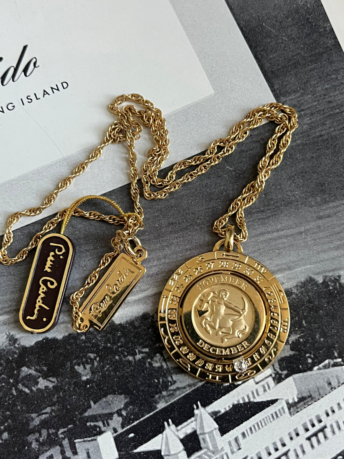 Vintage Pierre Cardin necklace zodiac diamond Sagittarius