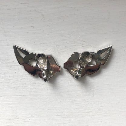 Vintage Monet clip on earrings green ornament