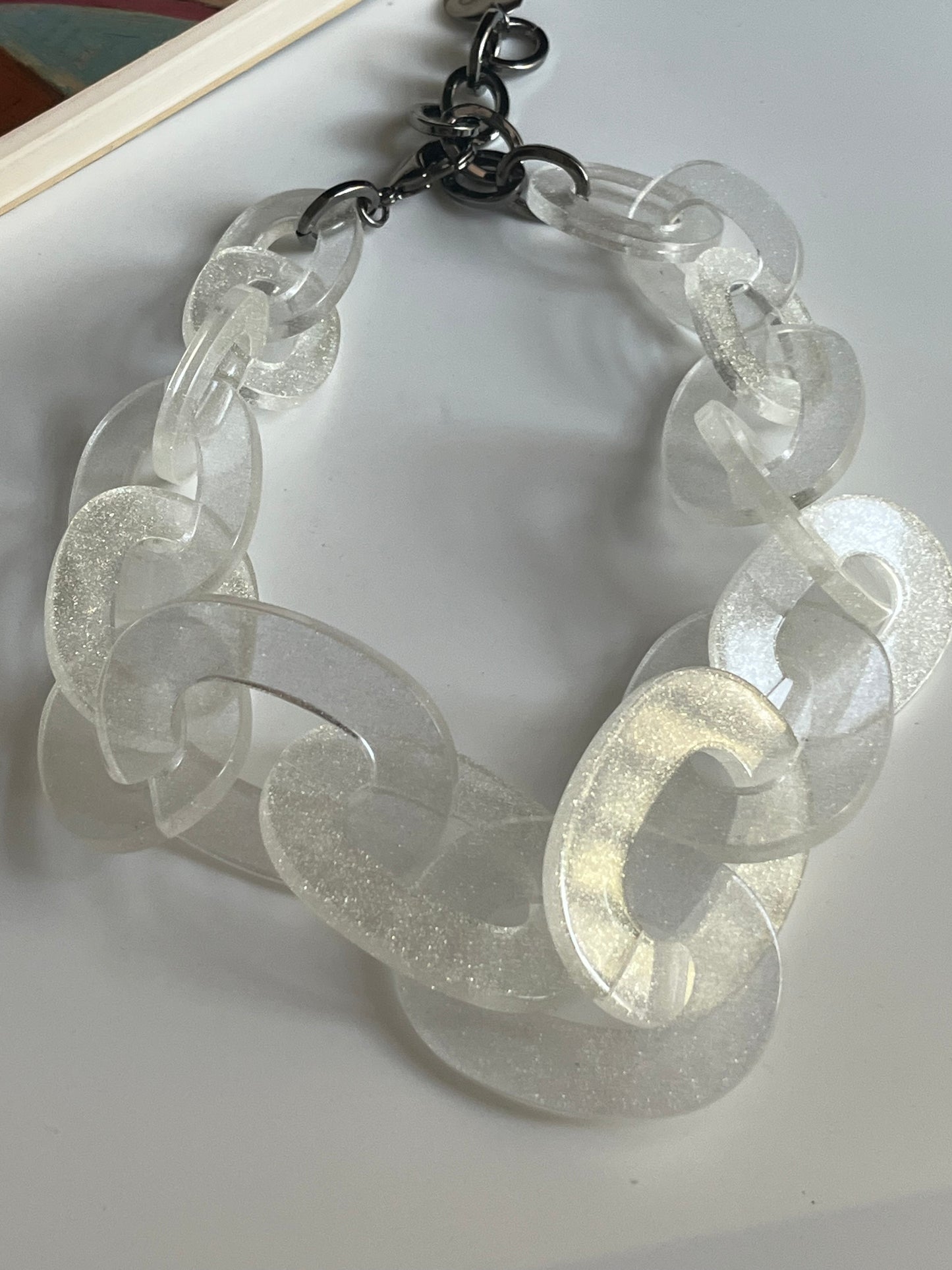 vintage Joan Goodman necklace lucite chain PONO Italy