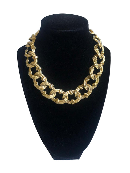 Vintage Anne Klein necklace chain texture gold tone