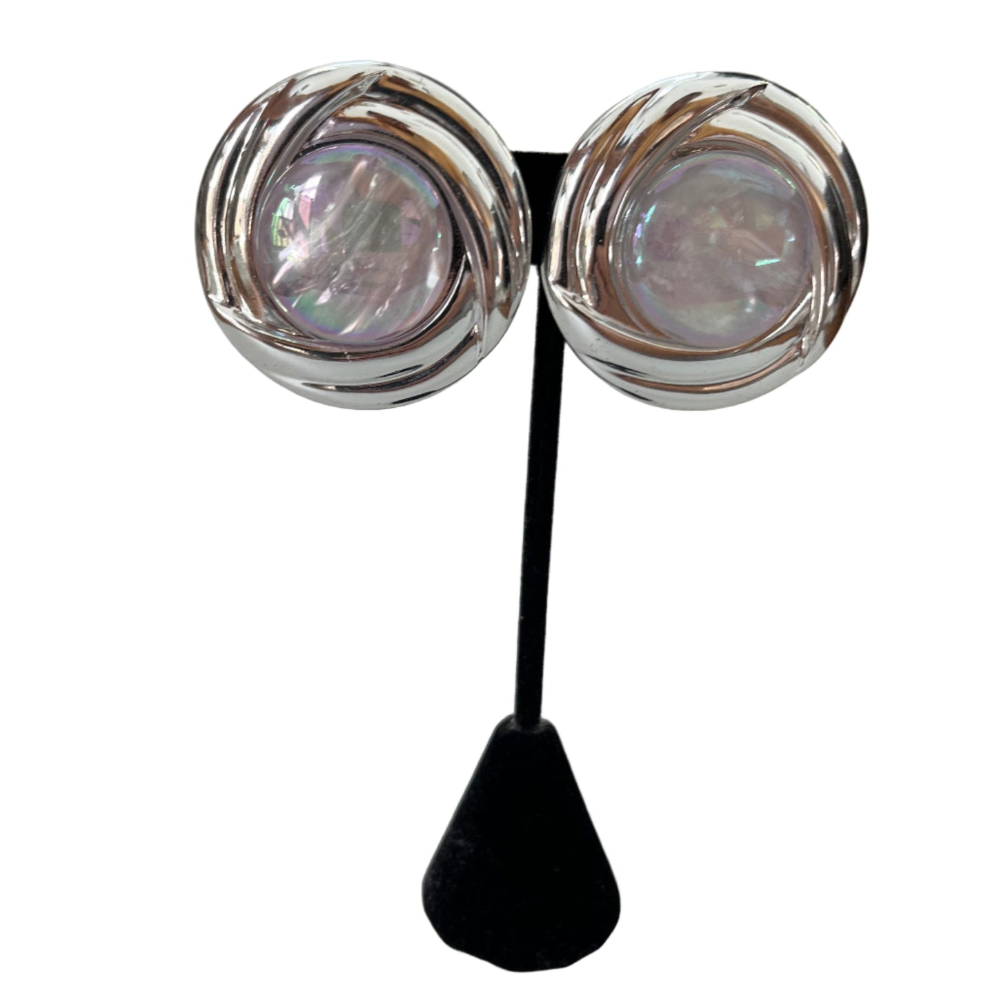 Vintage  earrings clip on large plastic 1980s disco style