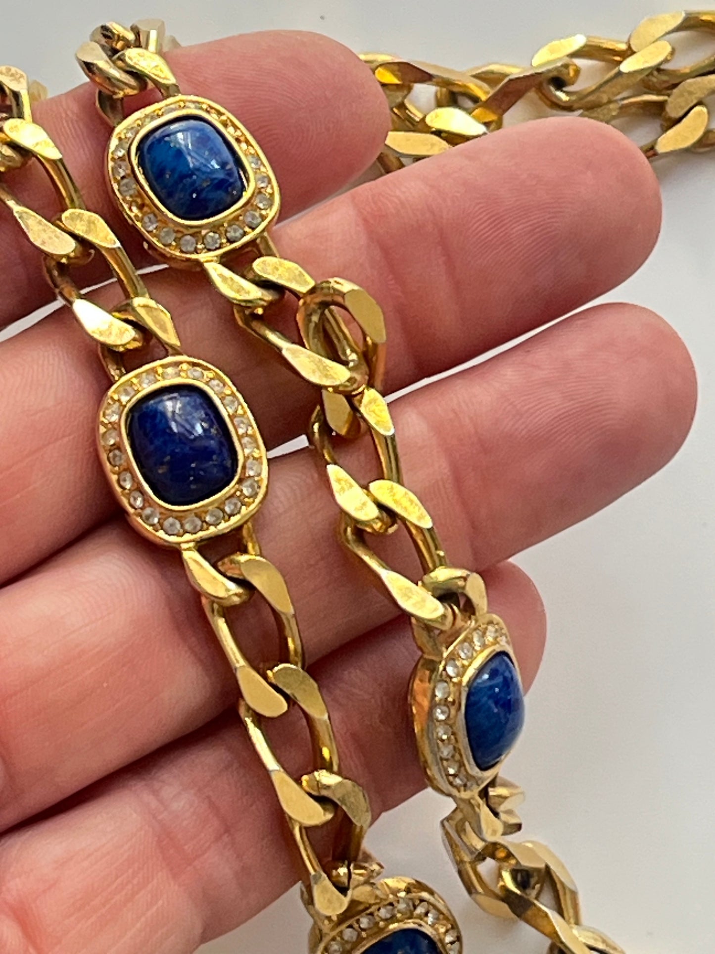 Vintage Christian Dior necklace blue peking glass