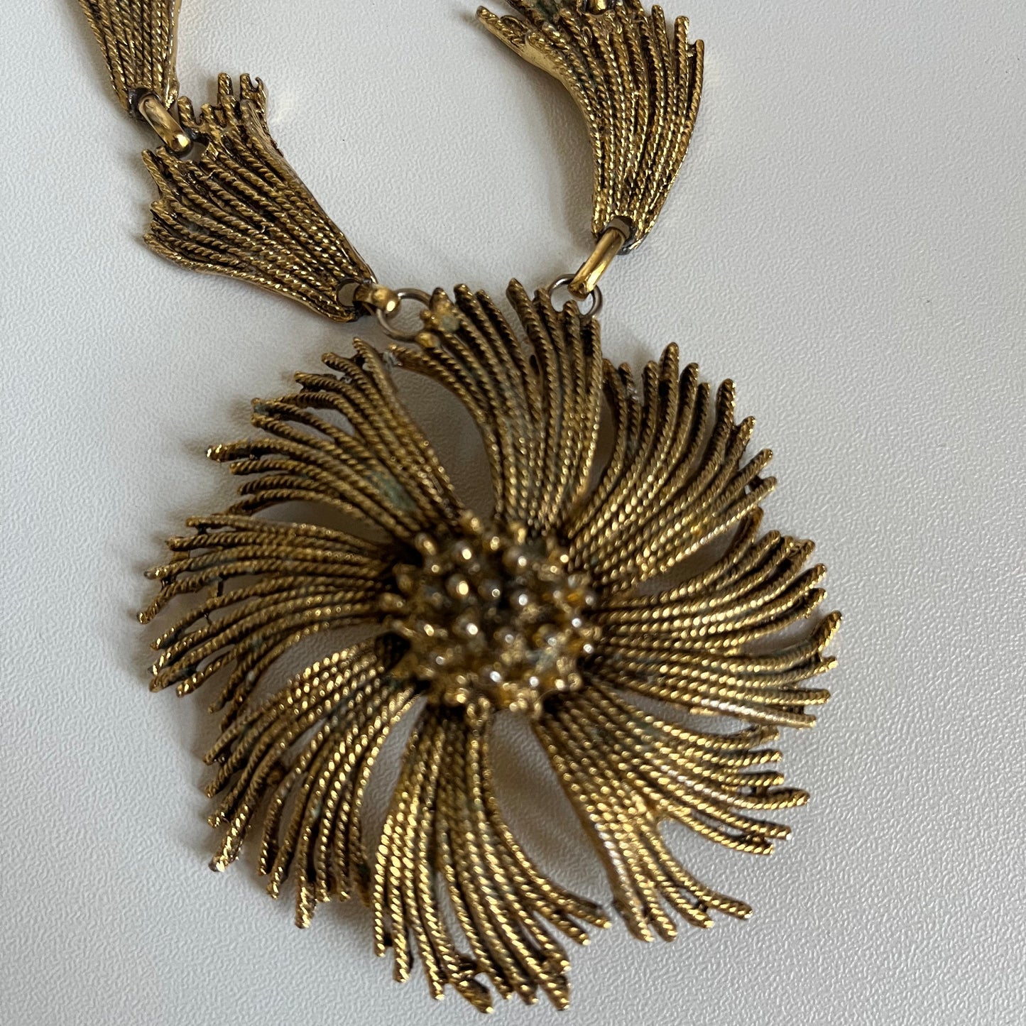 Vintage necklace chunky pendant textured 1960’s