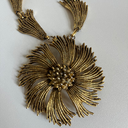 Vintage necklace chunky pendant textured 1960’s