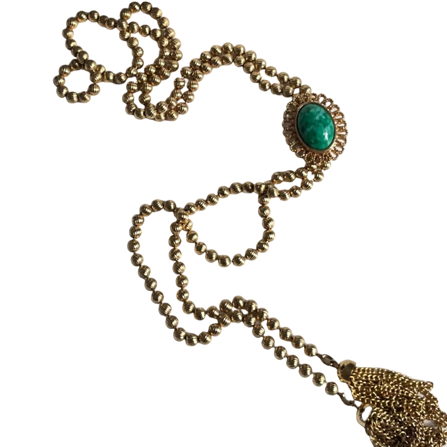 Vintage Avon  for D&E necklace slide pendant tassel peking glass  1973