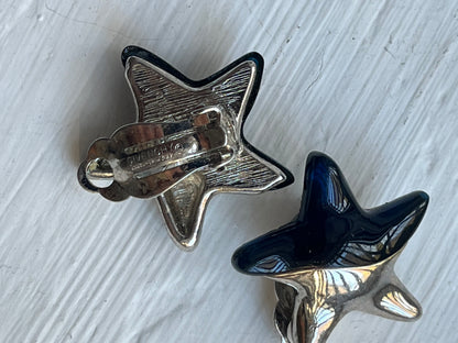 Vintage givenchy earrings clip on blue lucite