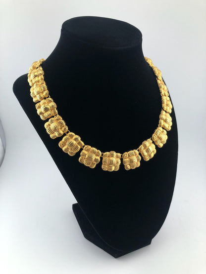Vintage FENDI Textured Basket Weave Necklace