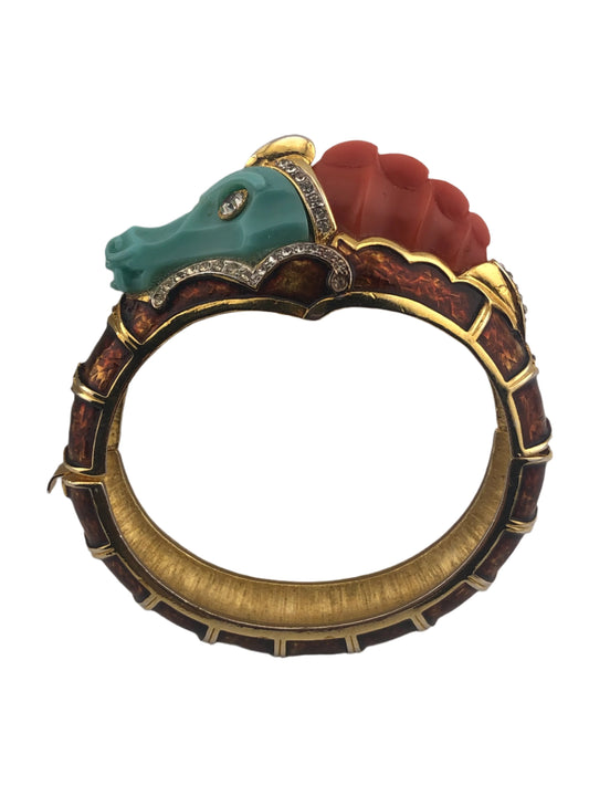 Vintage HATTIE CARNEGIE bracelet dragon enamel rhinestones