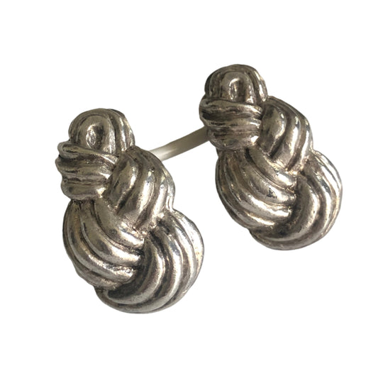 Vintage SONIA RYKIEL earrings clip on silver tone swirl