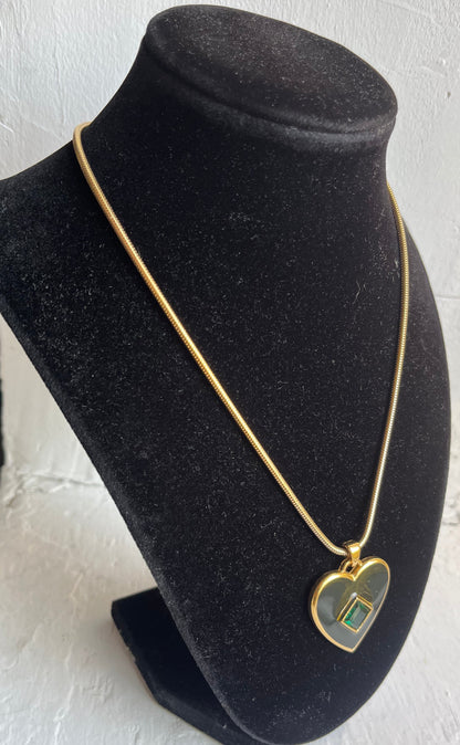 Vintage YSL Saint Laurent  heart enamel pendant