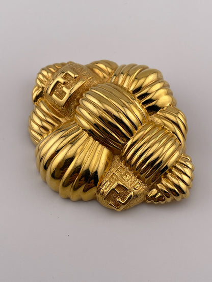 Vintage FENDI Brooch Basket Weave