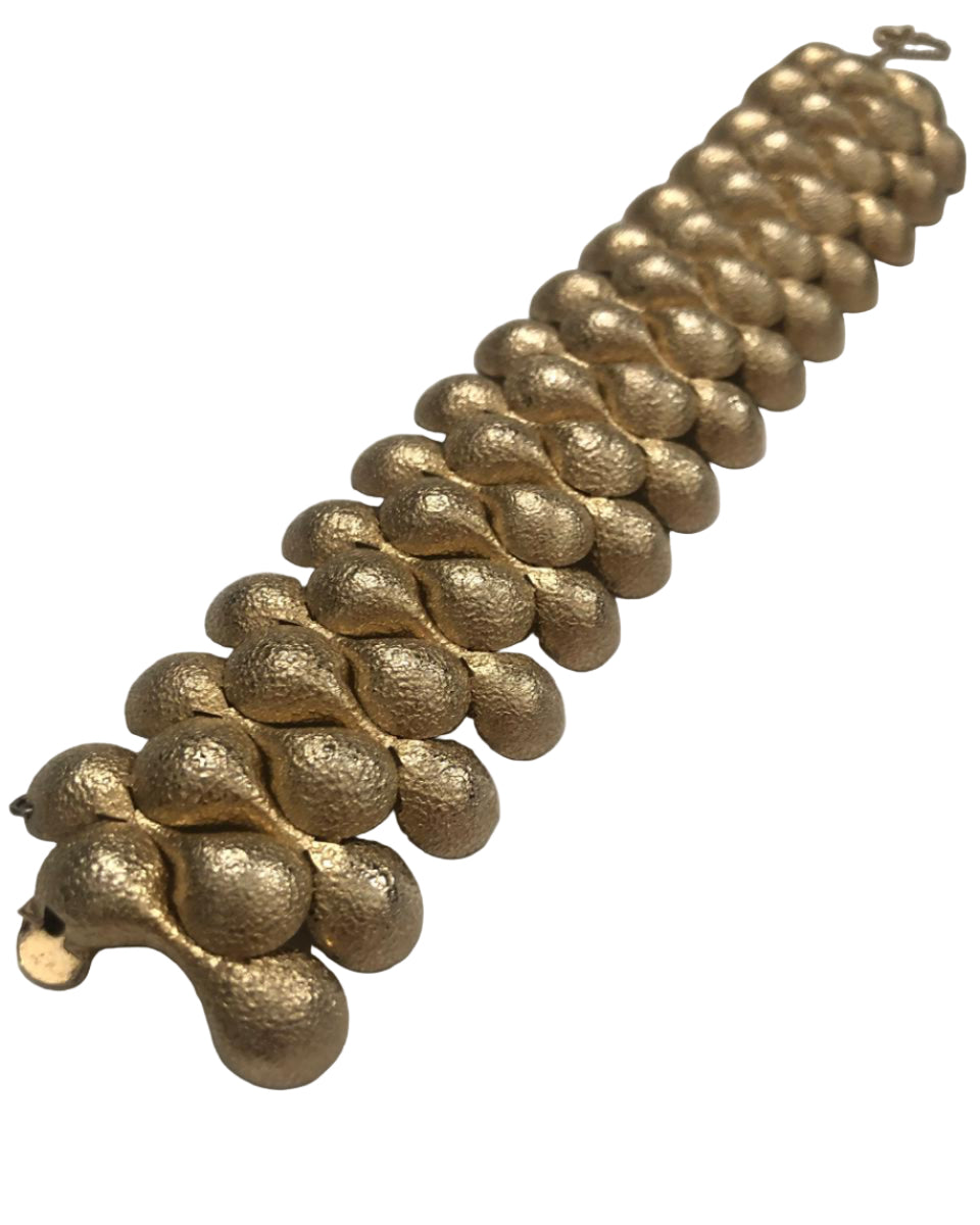 Vintage Napier wide bracelet textured gold plated