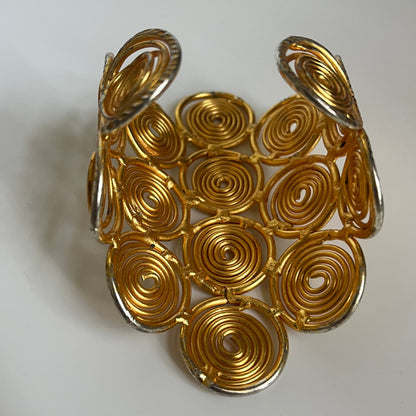 Vintage bracelet  wide gold plated runway 1980’s
