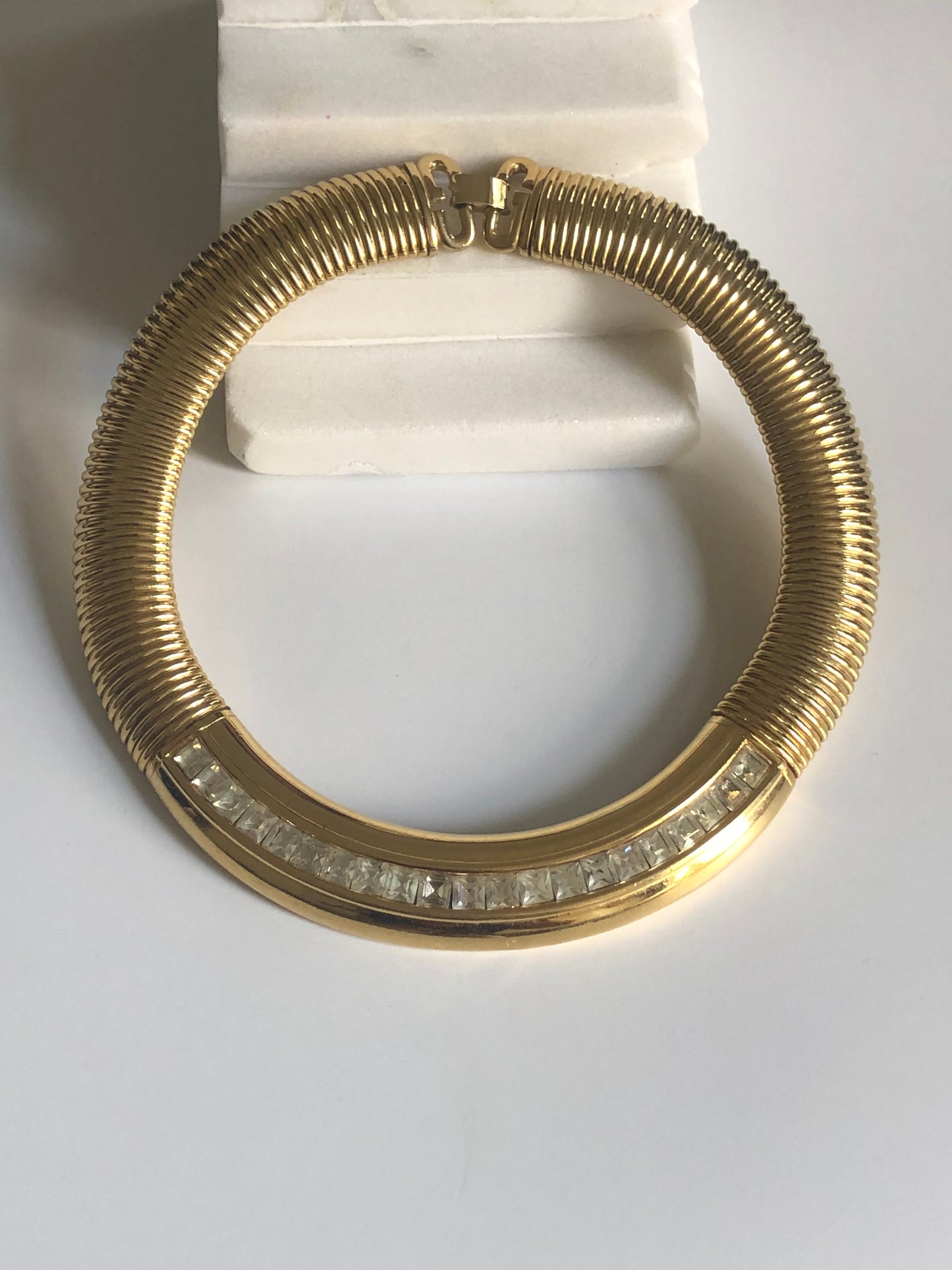 Vintage GIVENCHY Necklace omega square crystal
