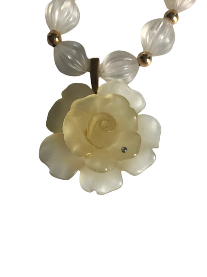 Vintage GIVENCHY necklace lucite beads rose pendant