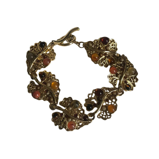 Vintage Oscar de La Renta  leaf links bracelet stones