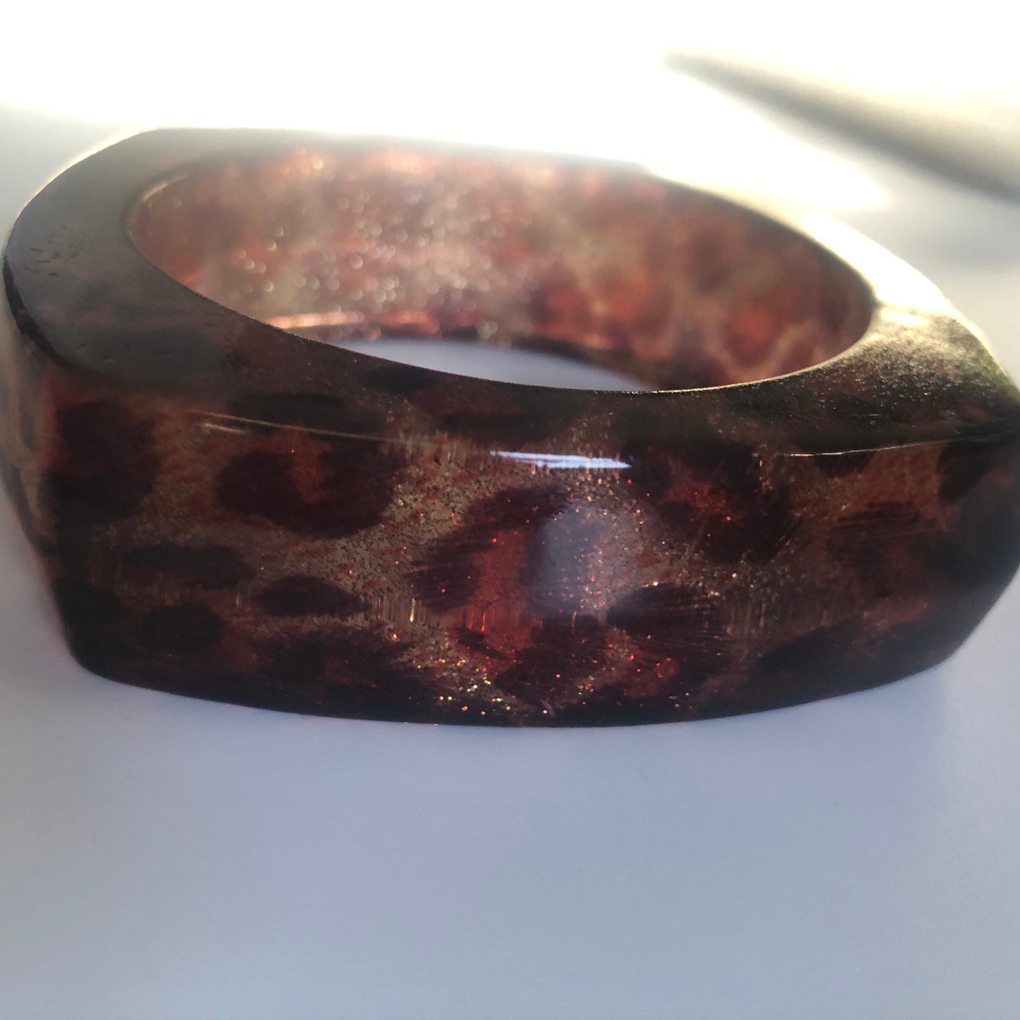 Vintage bracelet lucite chunky animal print