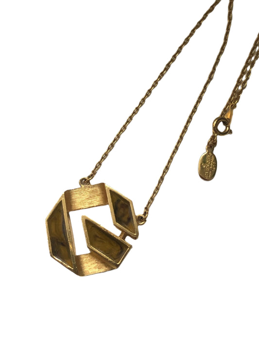 Vintage GIVENCHY pendant logo necklace colorful enamel