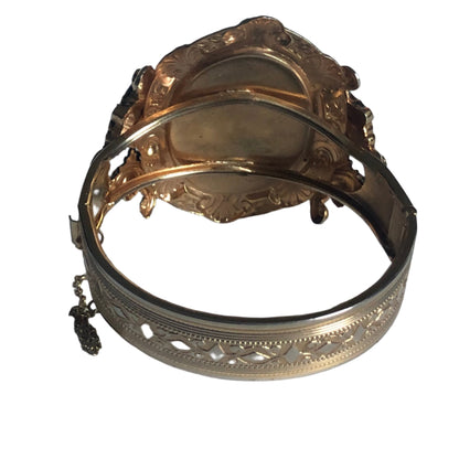 Vintage bracelet cameo French jet glass
