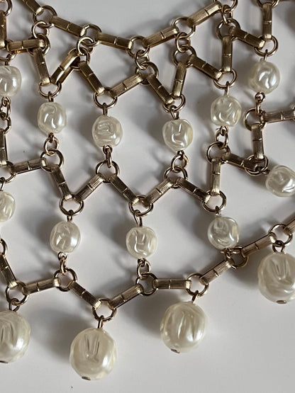 Vintage necklace  collar faux baroque pearl beads 1960s