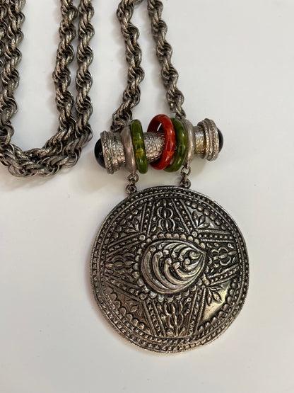 Vintage ACCESSOCRAFT necklace pendant glass rings
