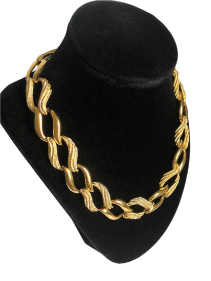 Napier necklace chain texture link gold tone