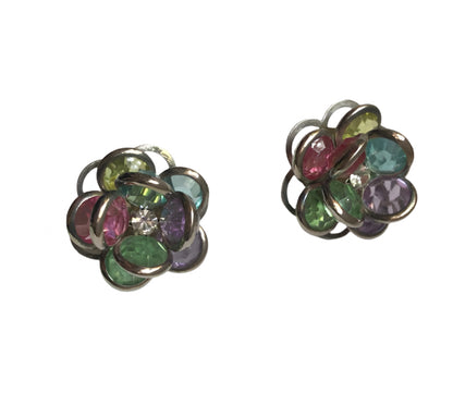 Vintage earrings Swarovski crystal  bezel