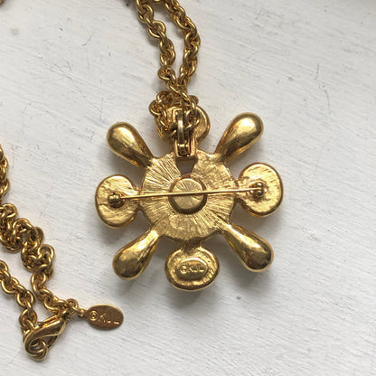 Vintage KJL necklace brooch pendant cross
