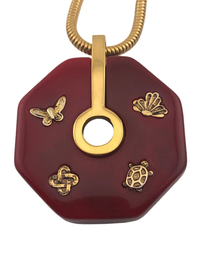 Vintage GIVENCHY necklace lucite pendant turtle  bee