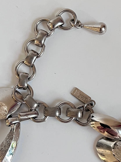 Vintage Monet wide links silver tone 1950s