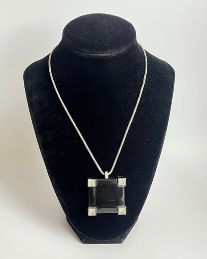 Vintage GIVENCHY necklace silver tone pendant 1976