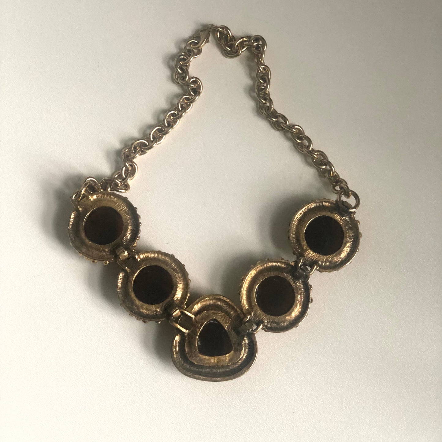 Vintage Les Bernard necklace resin  brown cabochon