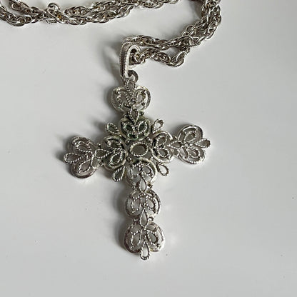 Vintage Trifari necklace filigree cross 1960’s