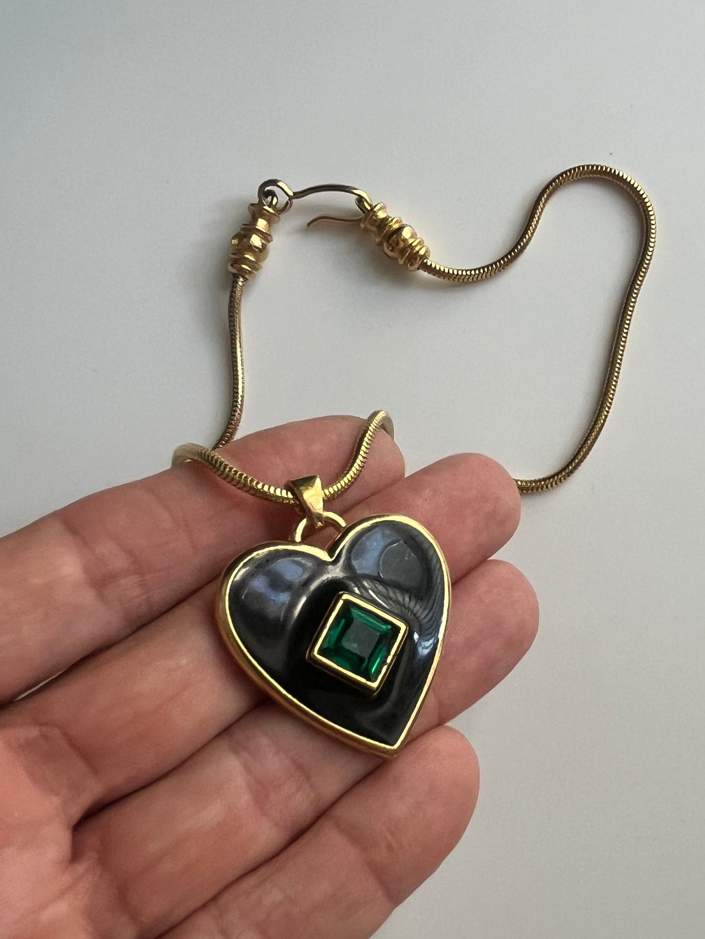 Vintage YSL Saint Laurent  heart enamel pendant