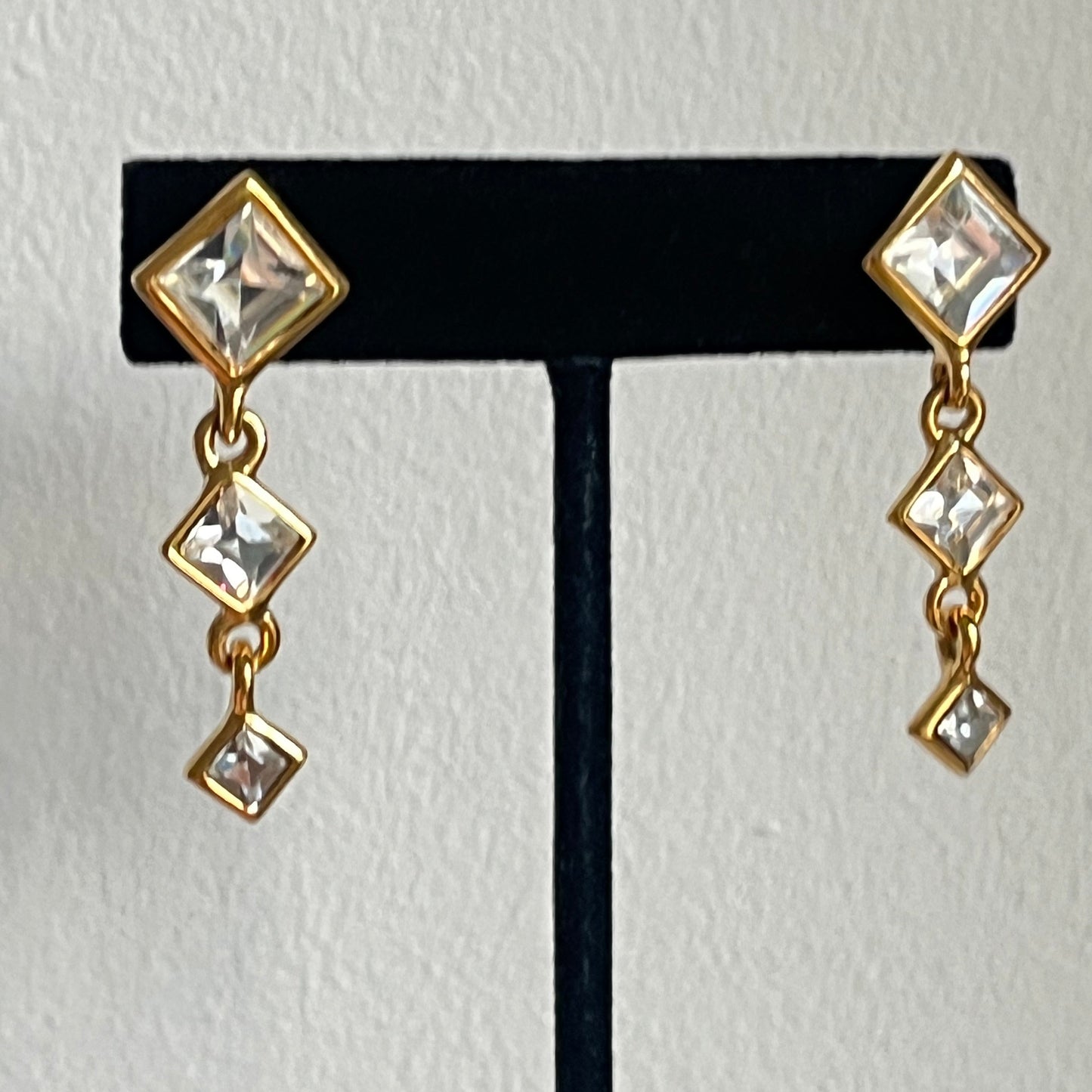 Vintage Napier earrings square links dangle