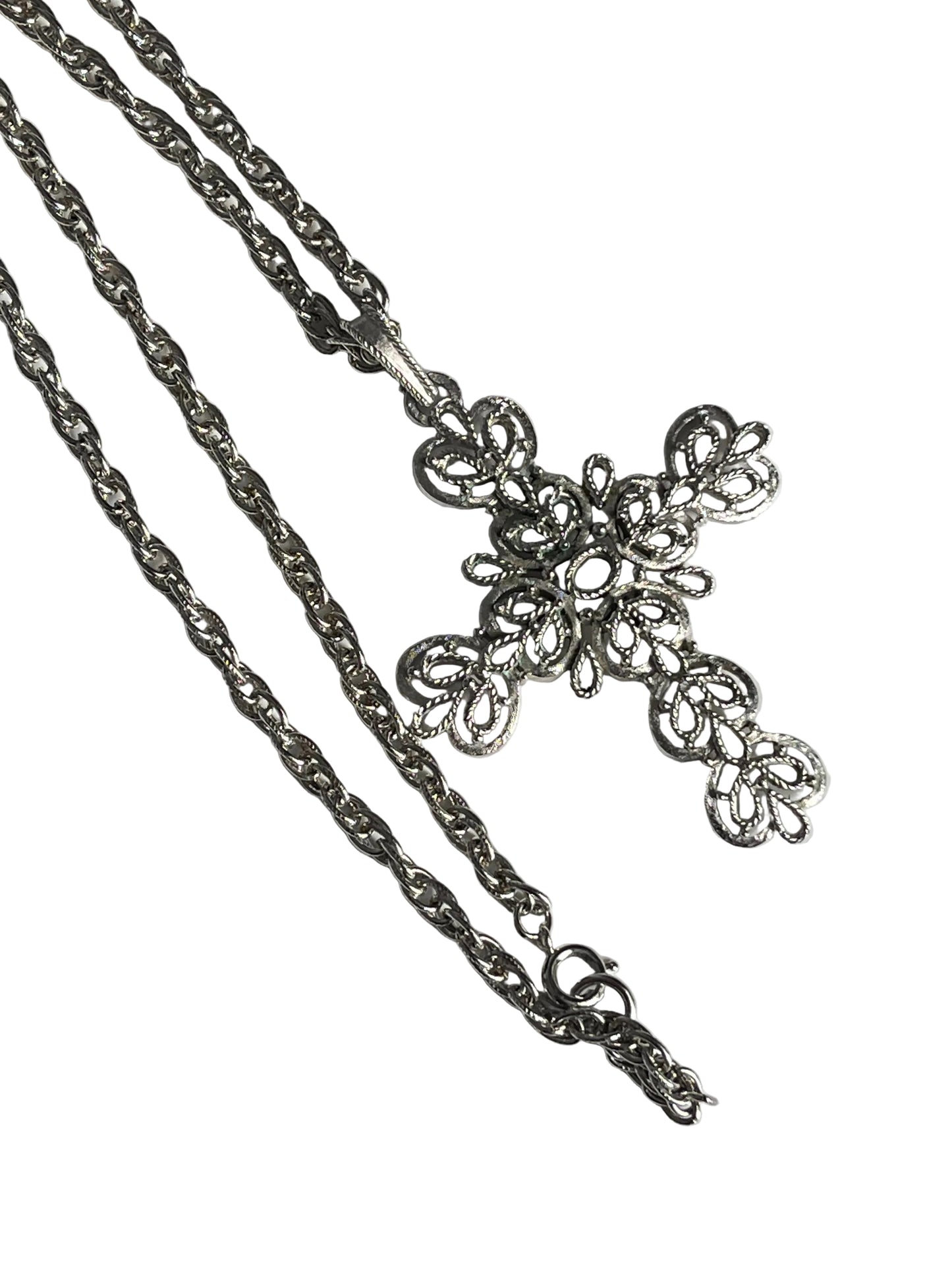 Vintage Trifari necklace filigree cross 1960’s