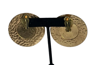 Vintage earrings clip on large runway size black cabochon