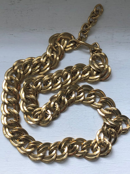 Vintage Monet necklace double chain gold tone