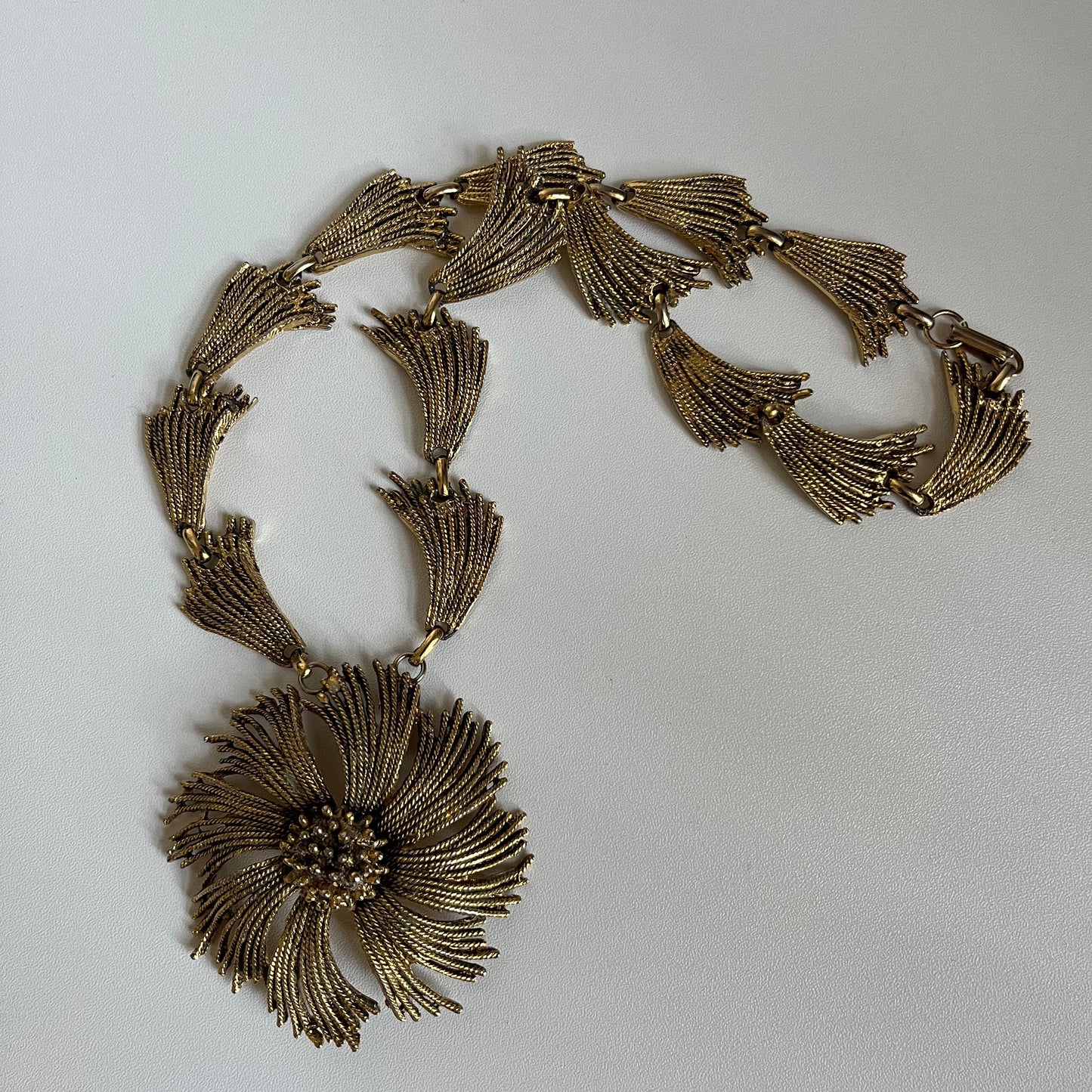 Vintage necklace chunky pendant textured 1960’s