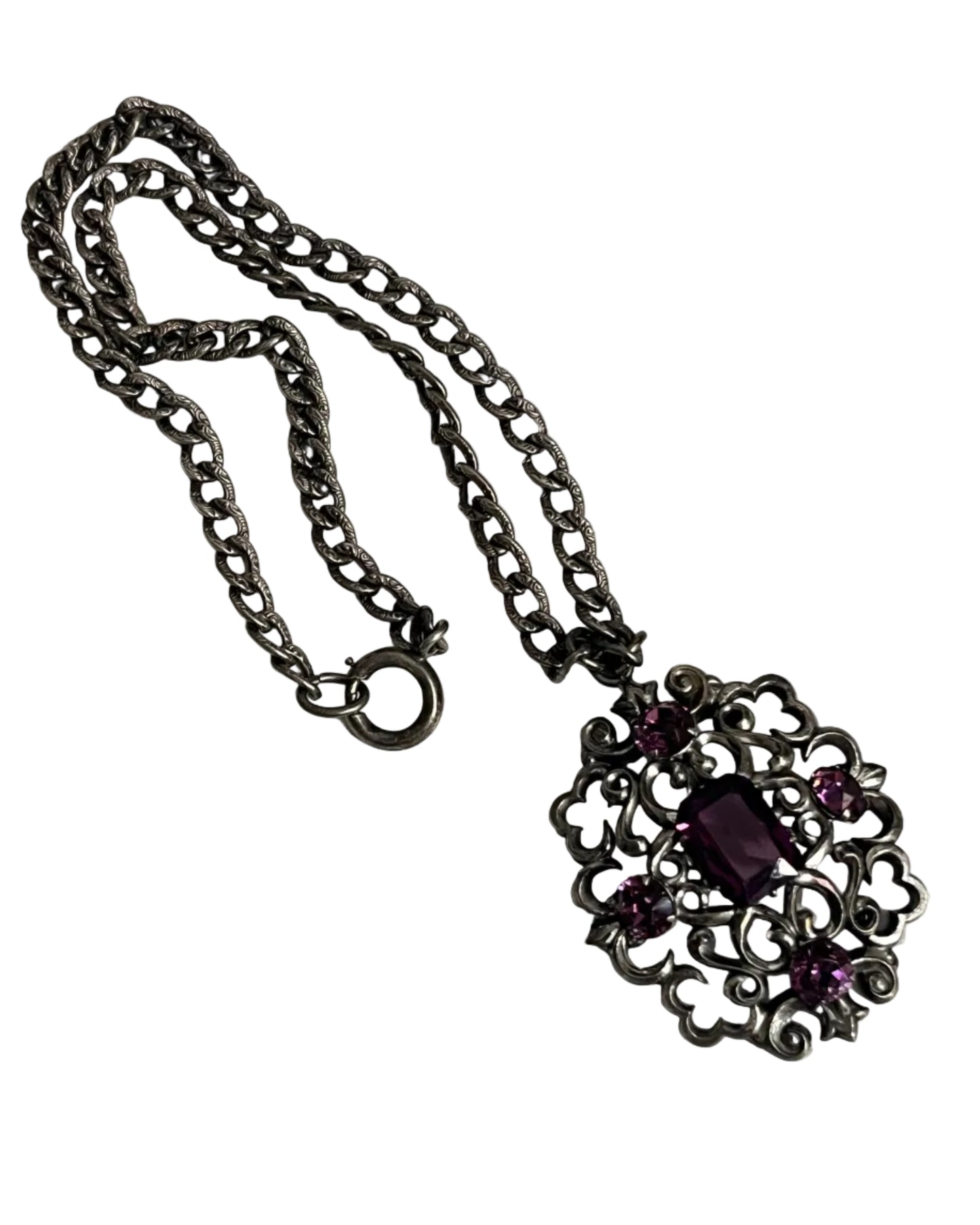 Vintage Napier necklace  art nouveau purple rhinestone 1940’s