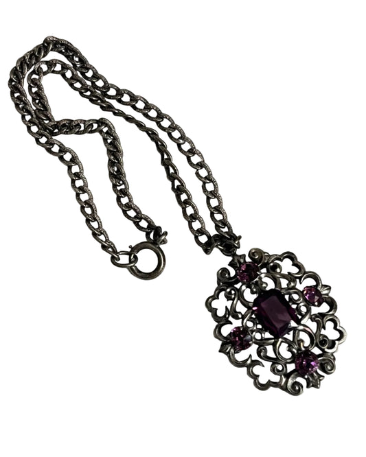 Vintage Napier necklace  art nouveau purple rhinestone 1940’s