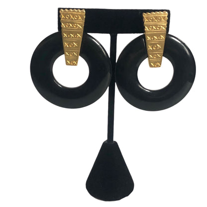 Vintage Les Bernard for Vogue earrings clip on large plastic  circle